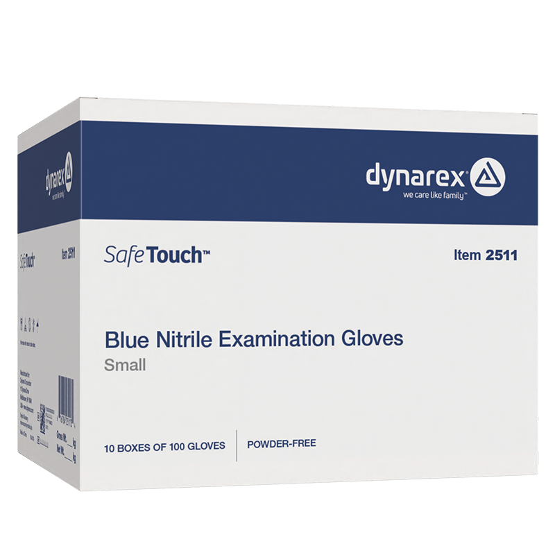 Safe-Touch Blue Nitrile Exam Gloves, Powder-Free