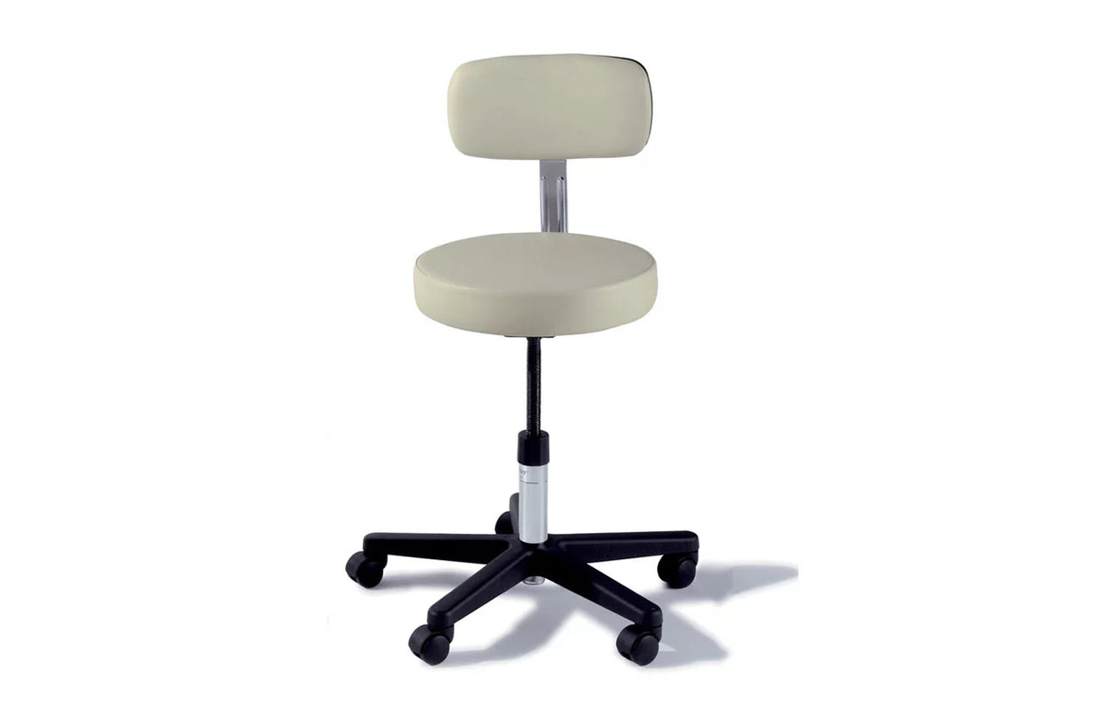 Ritter 271 Adjustable Stool with Back - Soft Rubber Casters