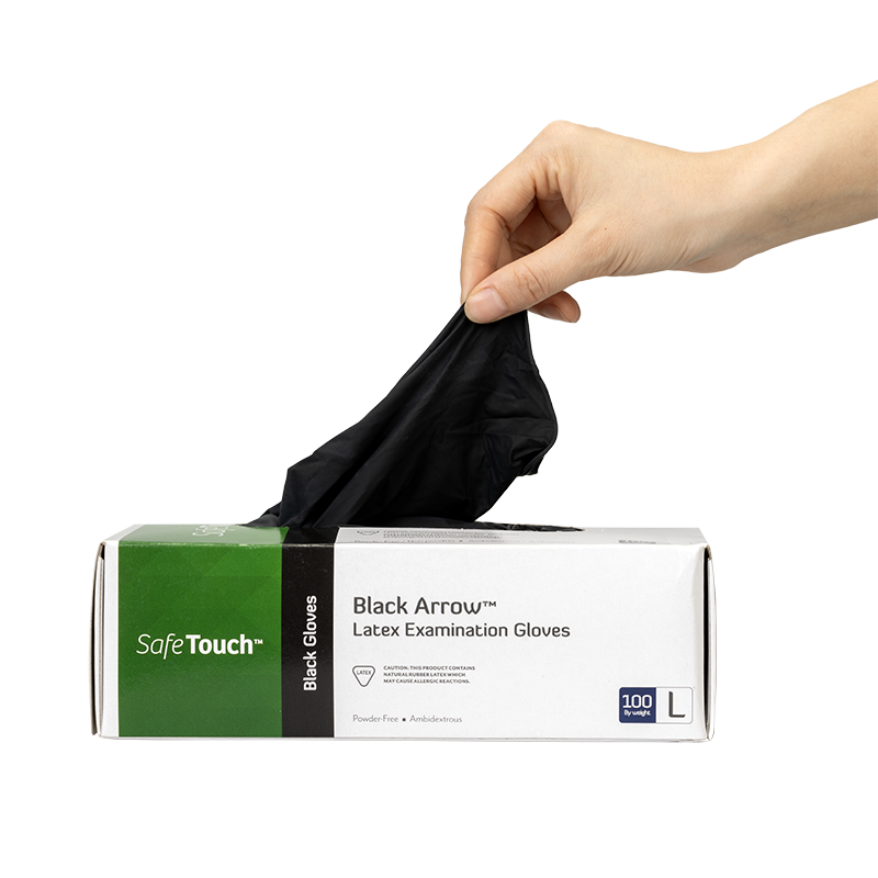 Black Arrow Latex Exam Gloves, Powder-Free