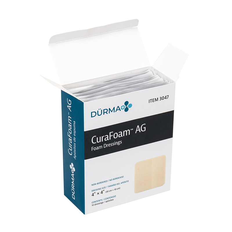 CuraFoam™ AG Foam Dressing - 4"x4"