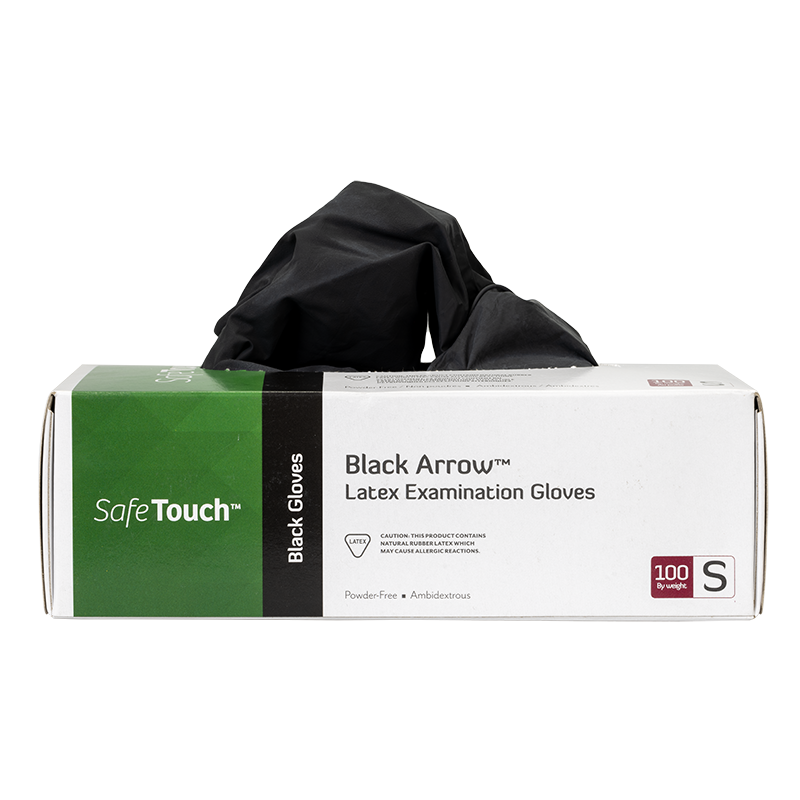 Black Arrow Latex Exam Gloves, Powder-Free