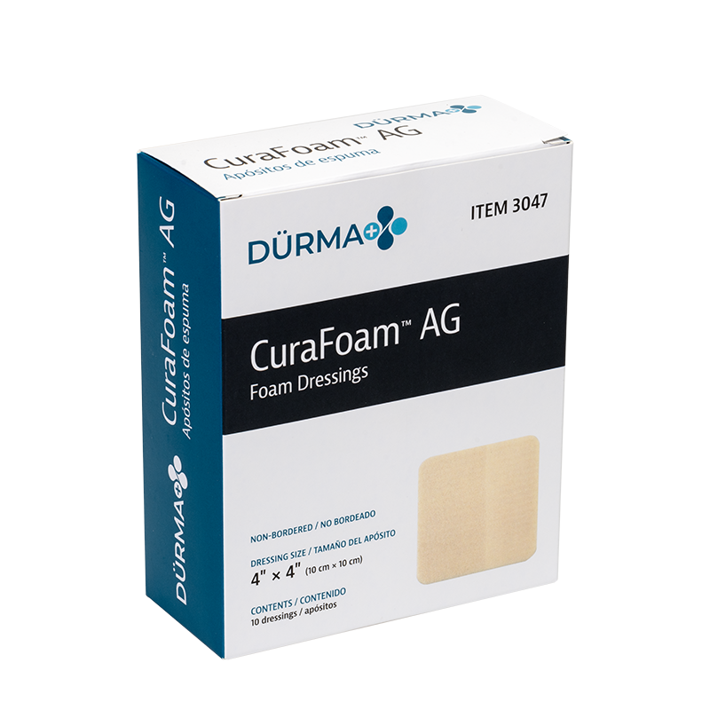 CuraFoam™ AG Foam Dressing - 4"x4"
