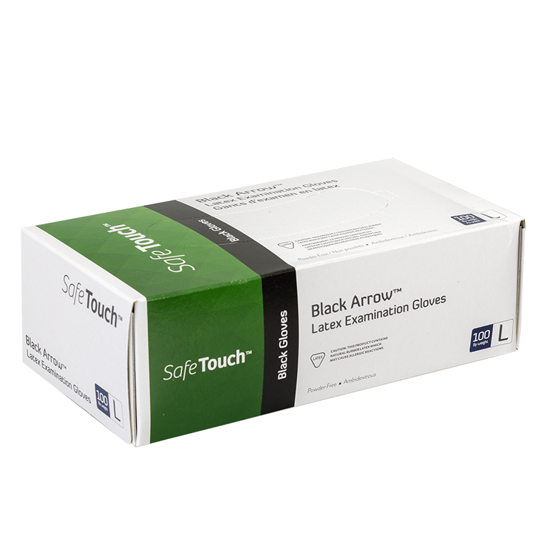 Black Arrow Latex Exam Gloves, Powder-Free