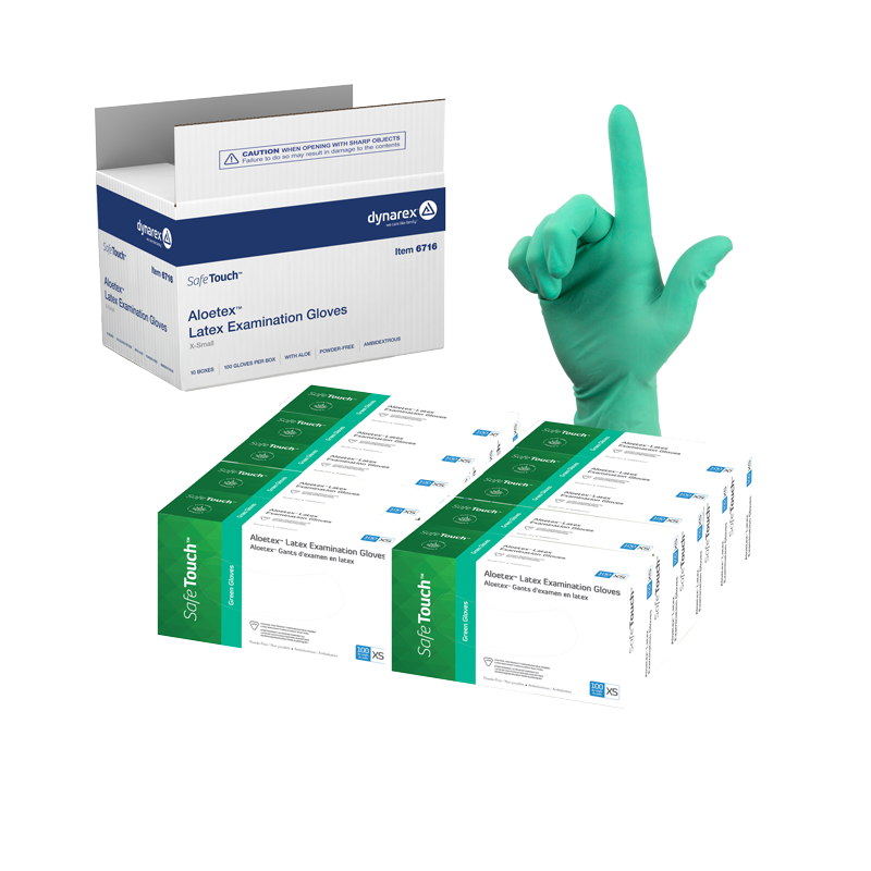 Aloetex Latex Exam Gloves with Aloe, Powder-Free
