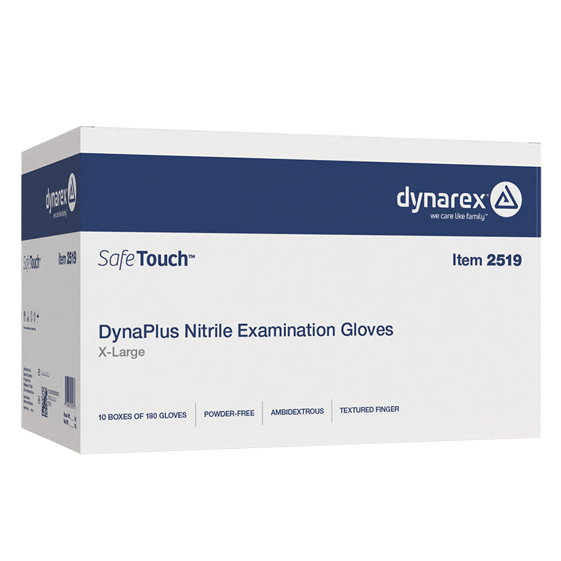 DynaPlus Nitrile Exam Gloves, Powder-Free