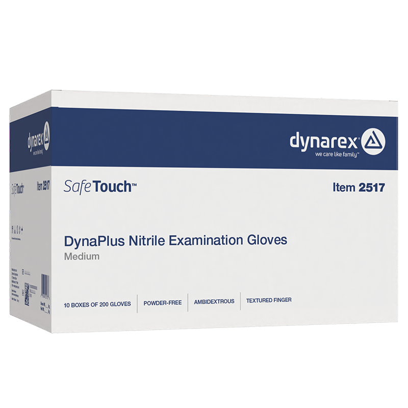 DynaPlus Nitrile Exam Gloves, Powder-Free
