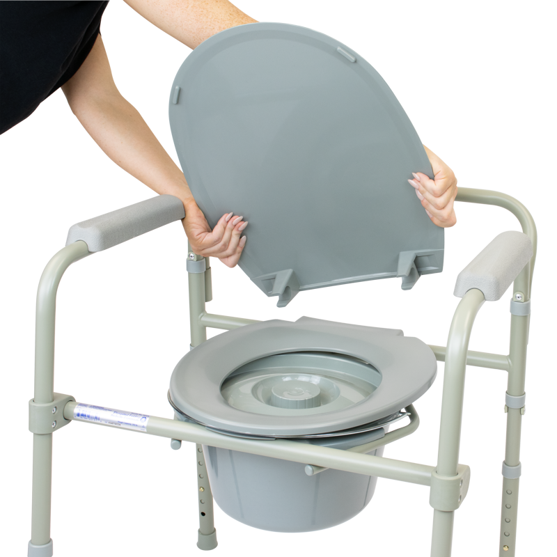Elongated Folding Bedside Commode