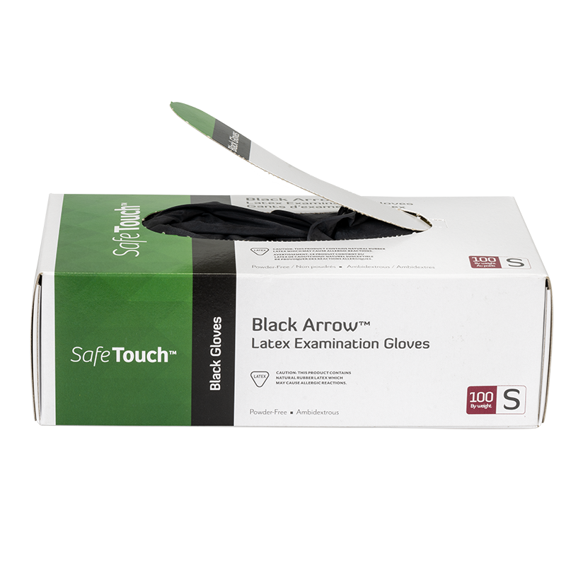 Black Arrow Latex Exam Gloves, Powder-Free