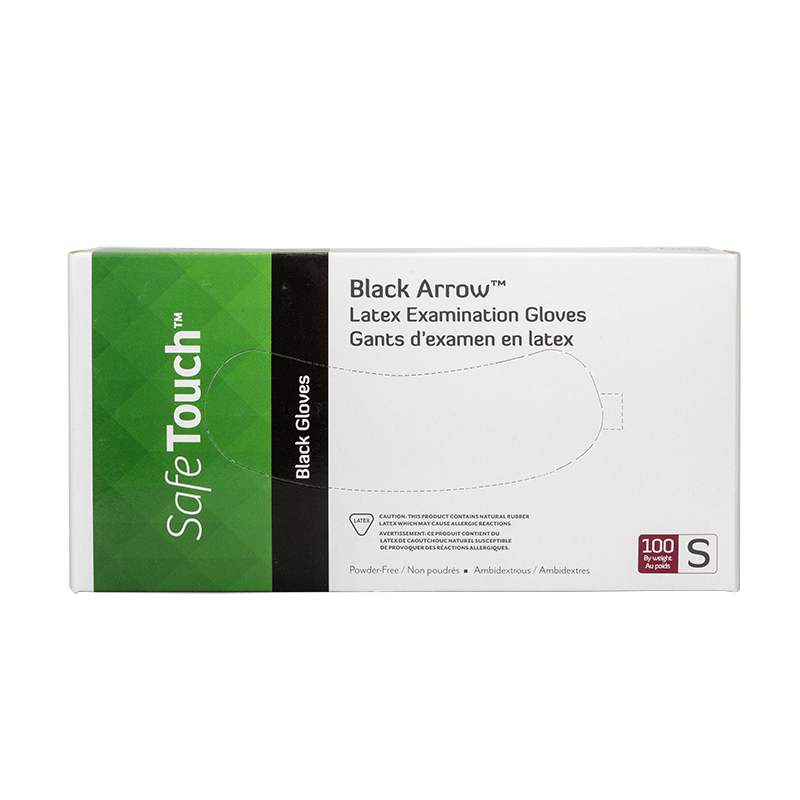 Black Arrow Latex Exam Gloves, Powder-Free